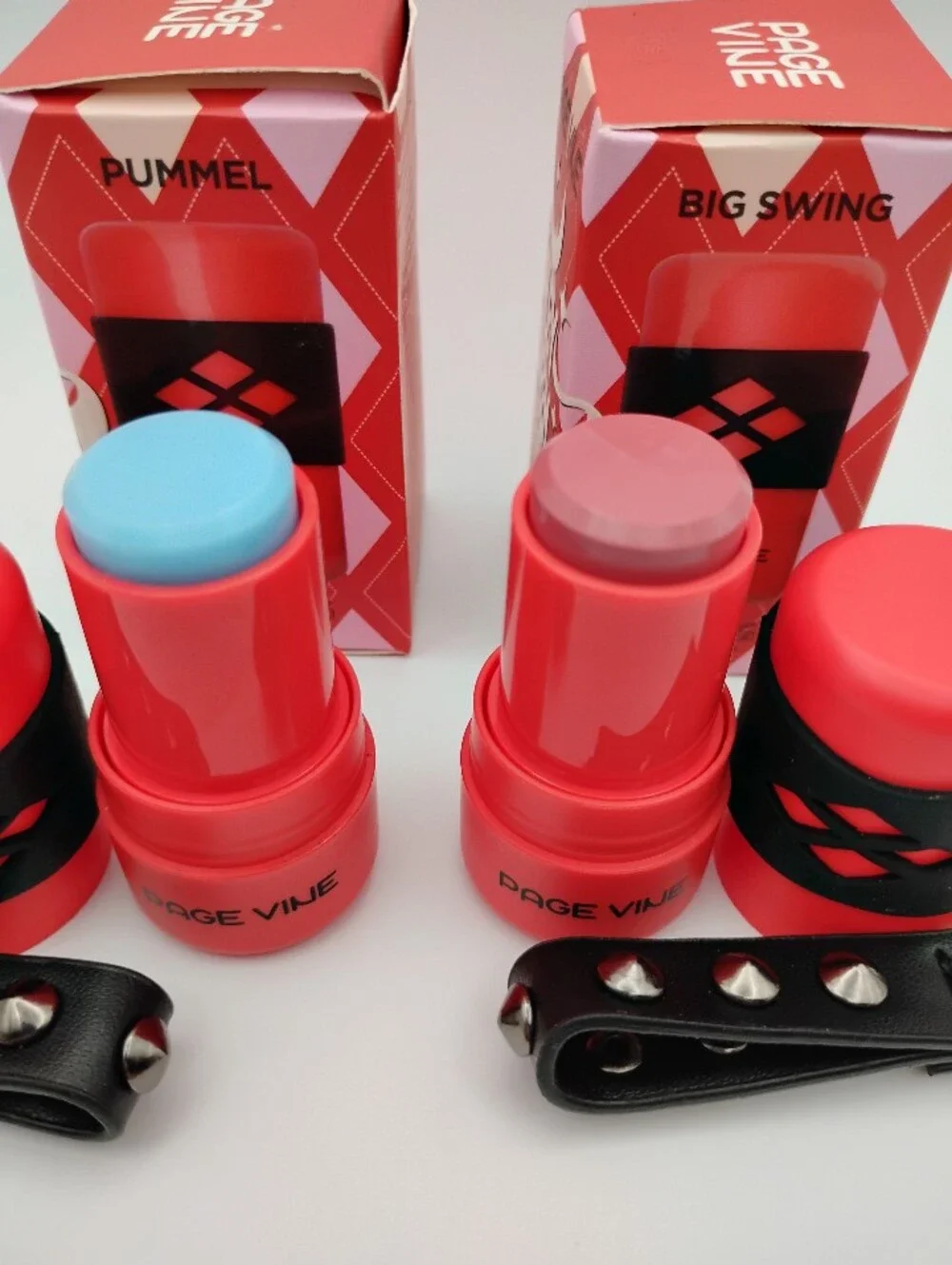 2 Harley Queen Cream Blush & Lip Sticks With Cute Removable Handles